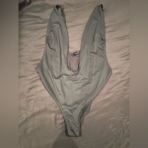 High Hip Cut Black One Piece 2X